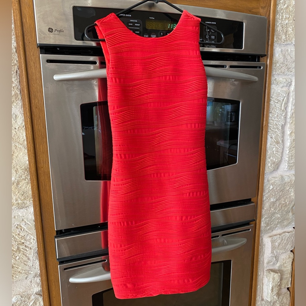 Red Textured Bodycon Dress